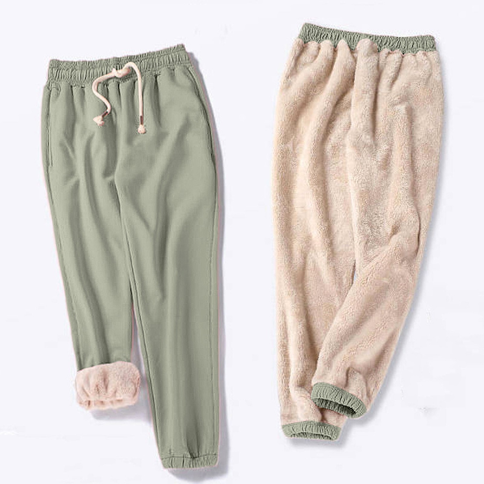 thumbnail image 5 of Pantalones deportivos Harun de mujer con forro de cordero para otoño-invierno, gruesos, holgados, cálidos e informales, 5 of 5